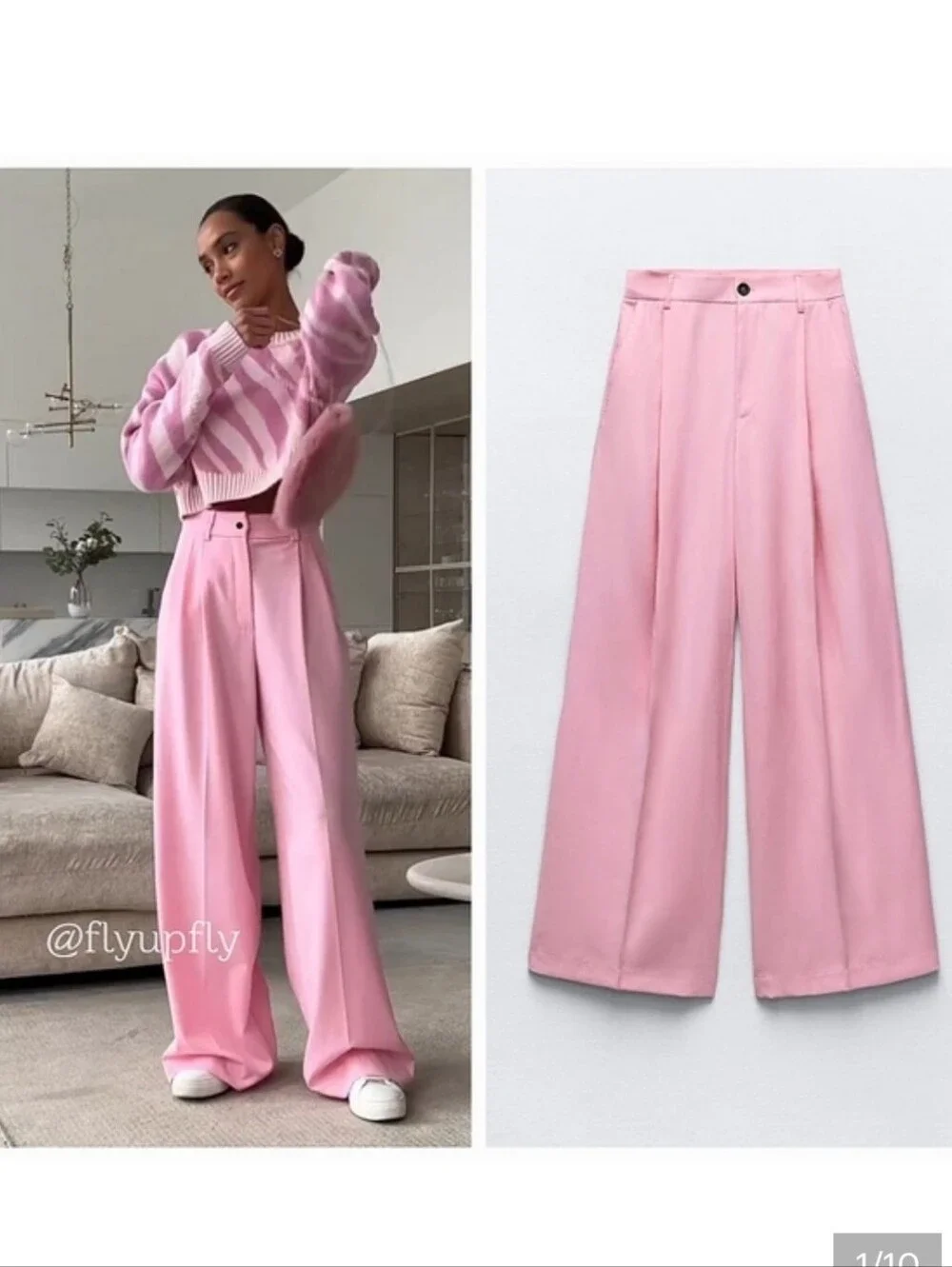 Zara Wide Legs Pants Pink Size XS